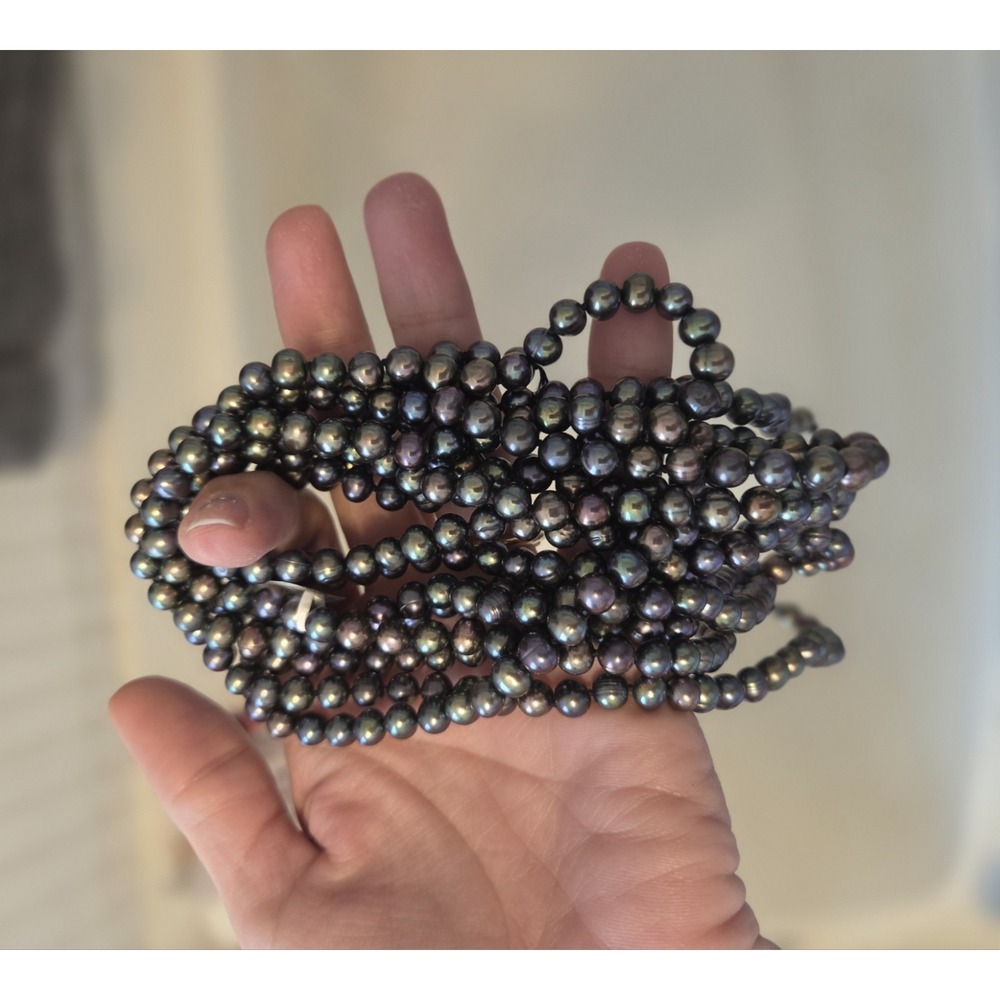 100" 6-7 Mm Black Freshwater Pearl Strand - Picture 6 of 12
